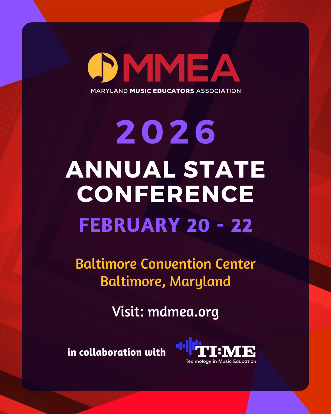 Join TI:ME At the Maryland Music Educators Association Conference